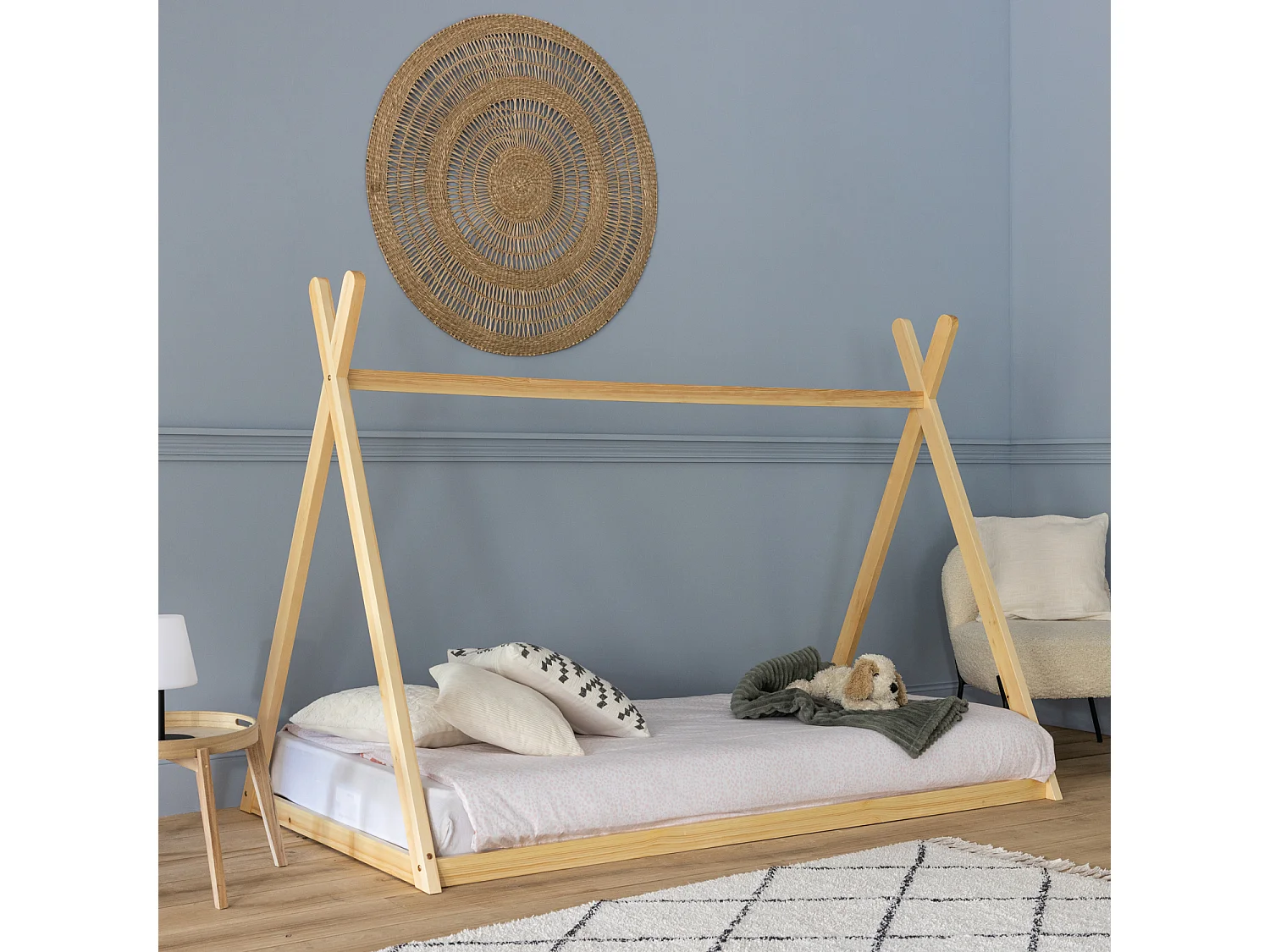 Lit tipi pour enfant 190x90cm en bois VALENTIN - HAPPY GARDEN