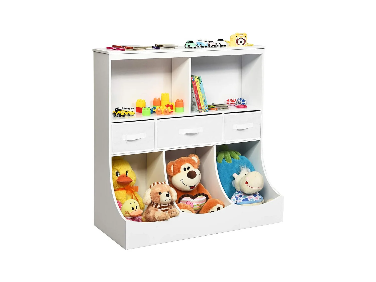 Meuble de Rangement Jouet pour Enfant, Compartiments de Rangement avec 3 Paniers et 3 Tiroirs, Design Contemporain, Idéal pour la Chambre de Votre Enfant