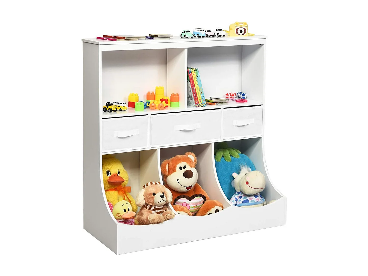 Meuble de Rangement Jouet pour Enfant, Compartiments de Rangement avec 3 Paniers et 3 Tiroirs, Design Contemporain, Idéal pour la Chambre de Votre Enfant