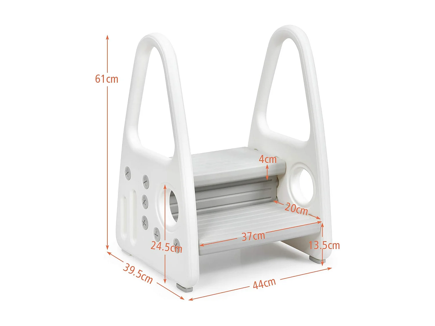 Marchepied Enfant 2 Marches Antidéparant pour Apprentissage de la Propreté avec Accoudoir de Sécurité Structure Triangulaire