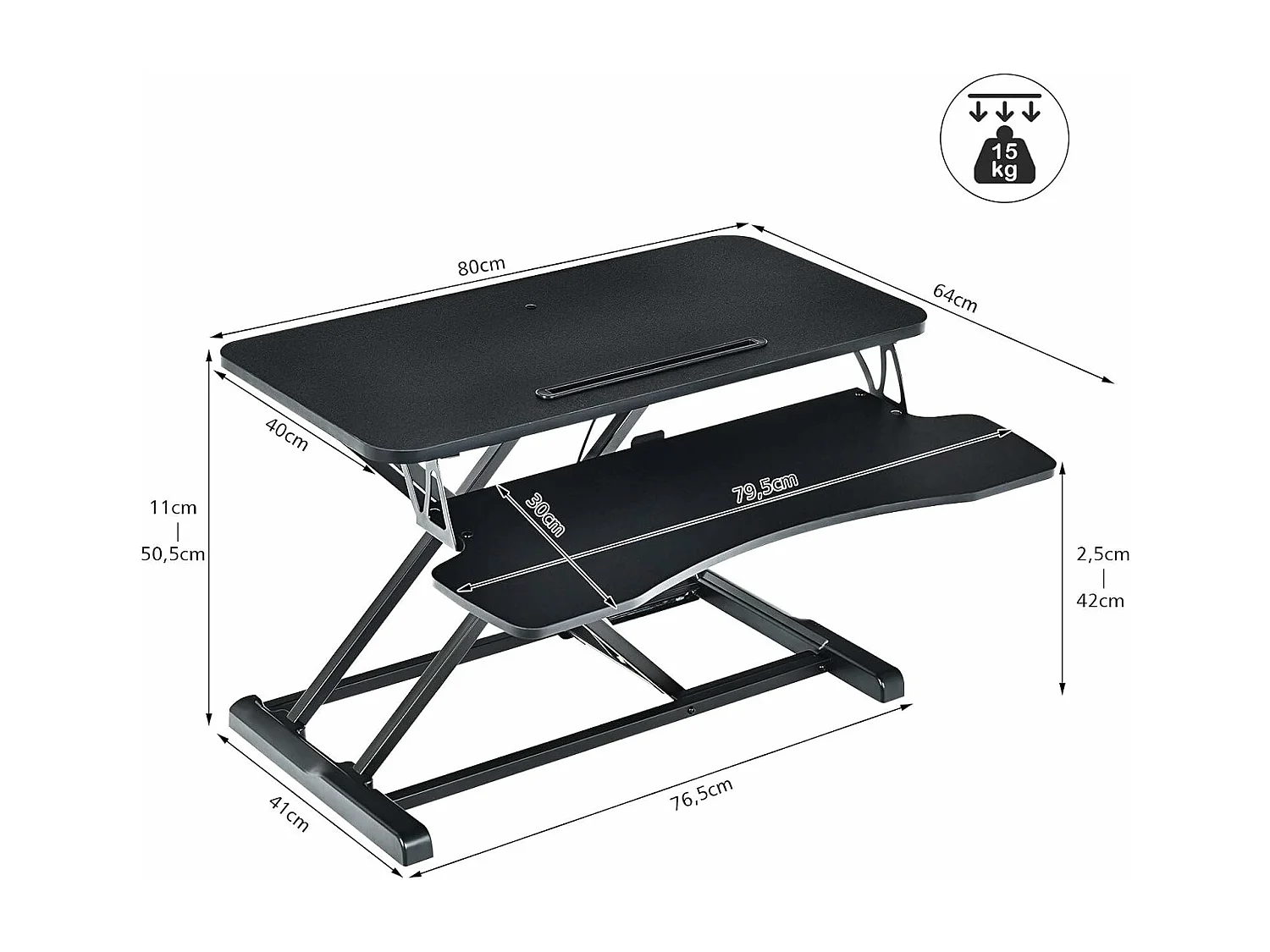 Support de Bureau Hauteur Réglable en Hauteur pour Ordinateur avec Ressort à Gaz,Plateau pour Clavier et Support de Tablette