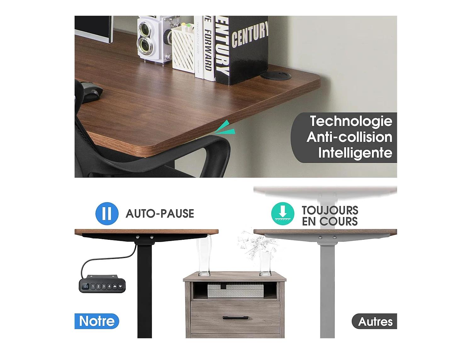 2-motorig elektrisch zit-sta bureau/verstelbaar bureauframe met slim geheugenpaneel, belasting 100 kg, zwart
