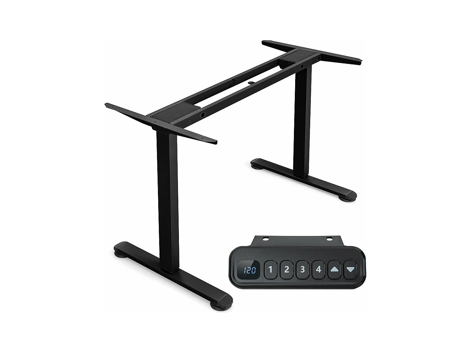 2-motorig elektrisch zit-sta bureau/verstelbaar bureauframe met slim geheugenpaneel, belasting 100 kg, zwart