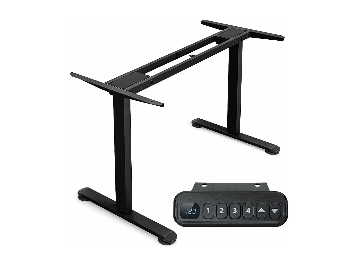 2-motorig elektrisch zit-sta bureau/verstelbaar bureauframe met slim geheugenpaneel, belasting 100 kg, zwart