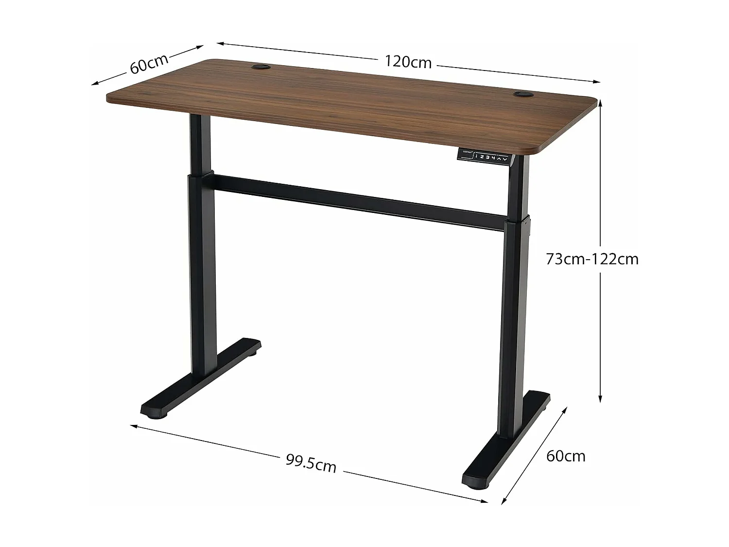 Bureau Assis-Debout Électrique 120x60x(73-122) CM Hauteur Réglable, avec Moteur, Charge Max 80KG Bruit : ＜50 dB