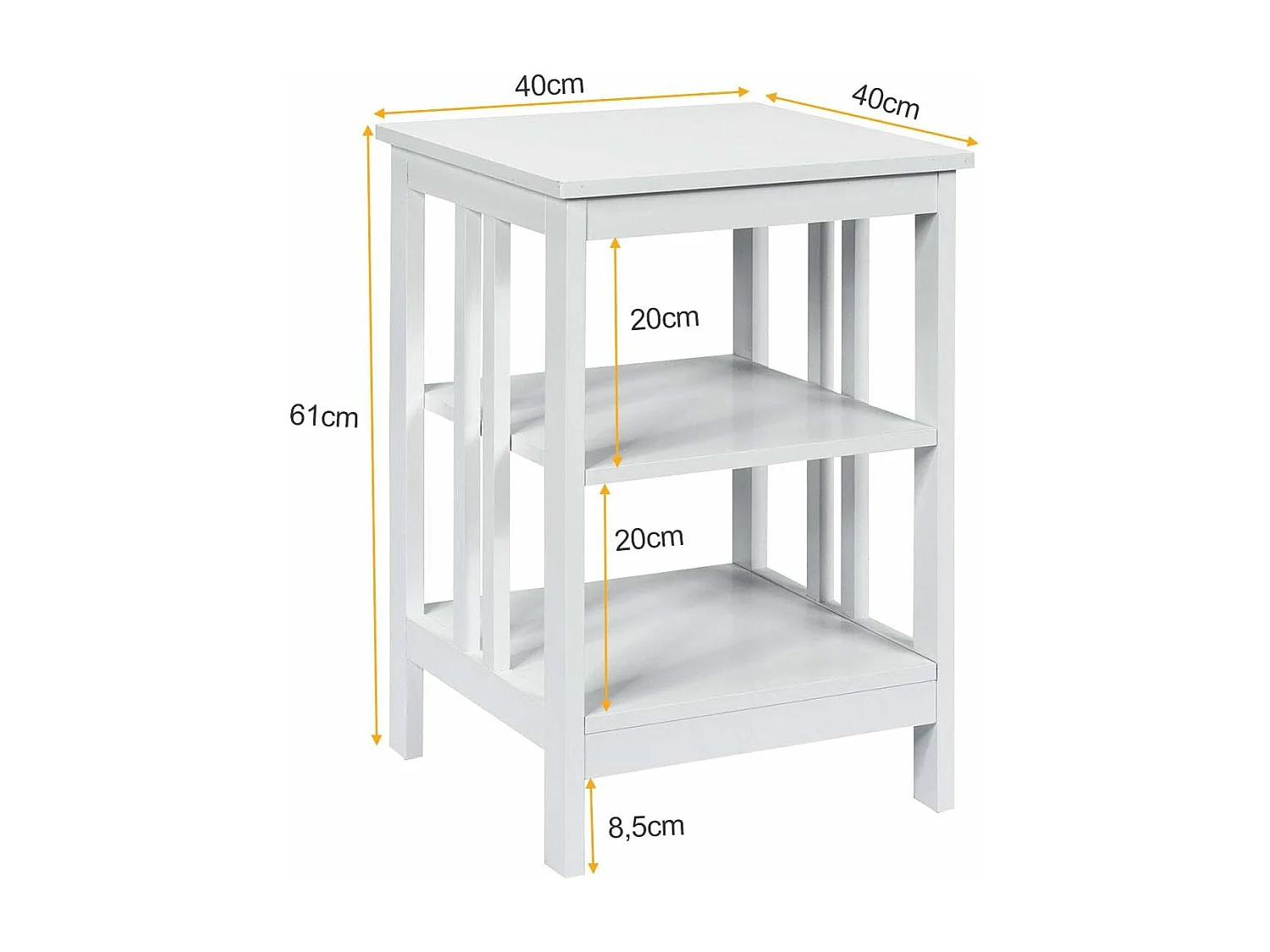 Table de Chevet Lot de 2, Table d'Appoint Chevet pour Chambre, Salon, 40x40x61cm (Blanc)