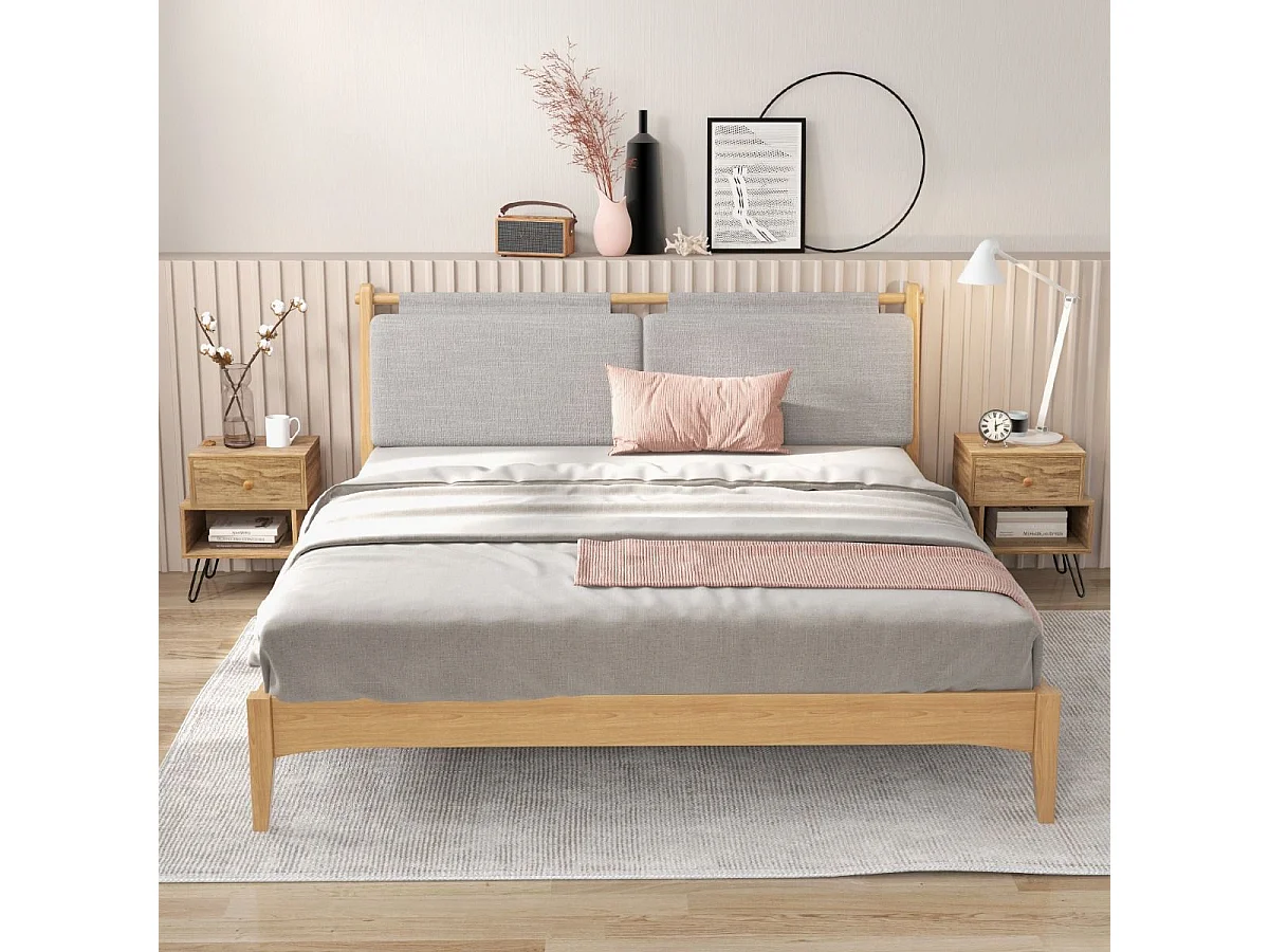 Tables de Chevet Lot de 2 avec Tiroir, 4 Pieds en Métal Surélevés, Tables d'Appoint en Bois avec Compartiment, Design Irrégulier, pour Salon, Chambre