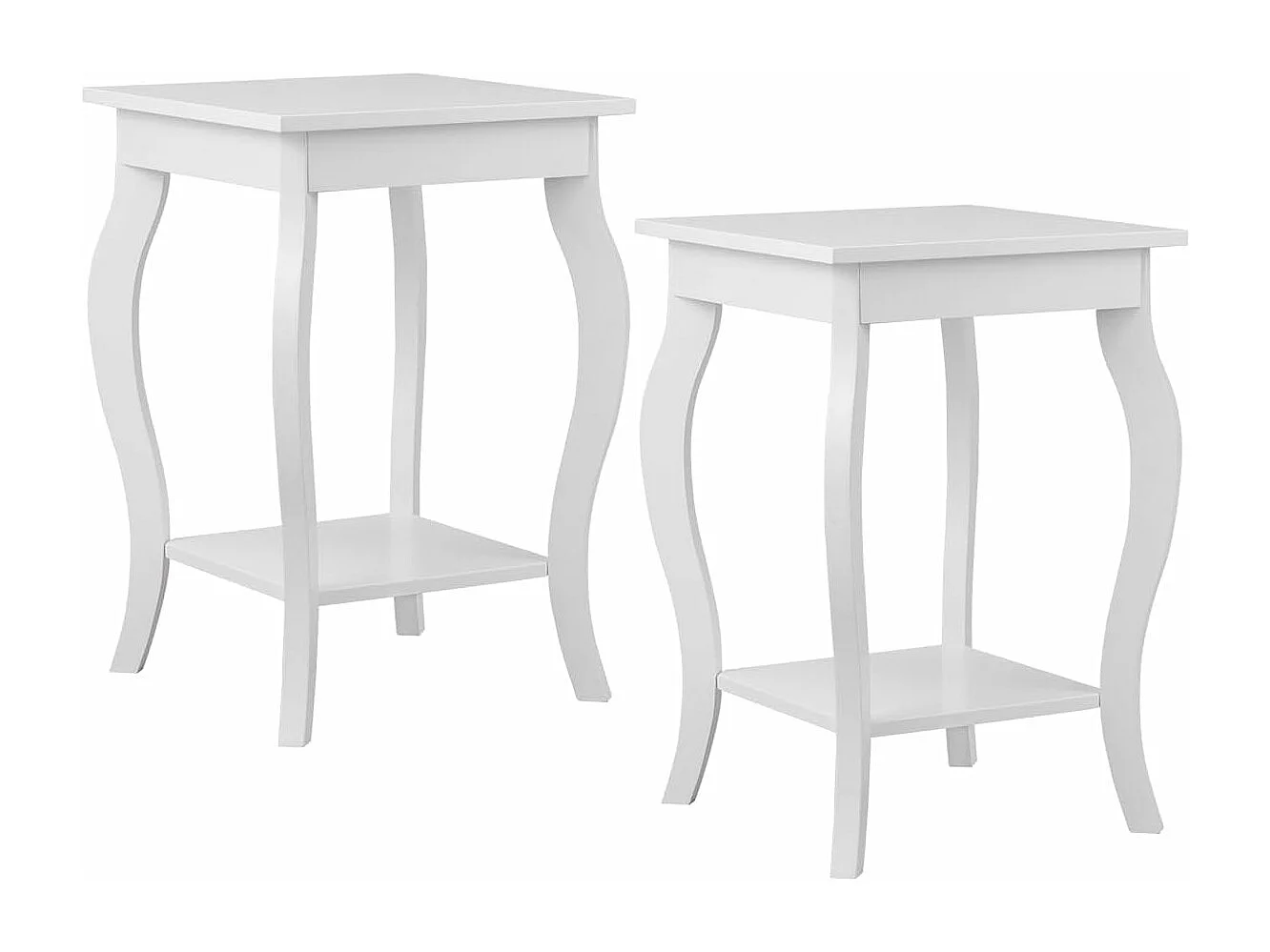 Table de Chevet Lot de 2, Bout de Canapé Carré avec Patins Antidérapants, Table d'Appoint pour Chambre, Salon, 40 x 40 x 60 cm (Blanc)