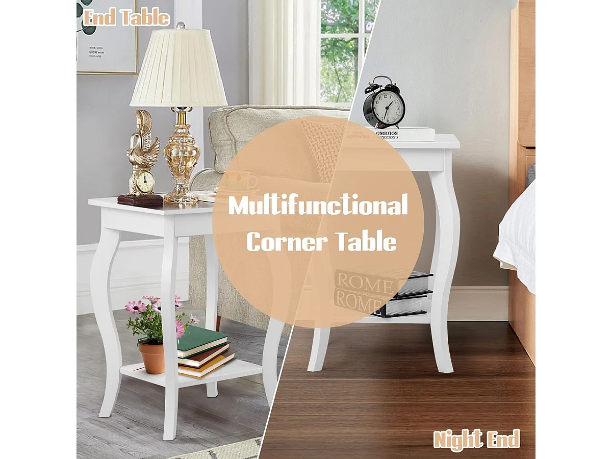 Table de Chevet Lot de 2, Bout de Canapé Carré avec Patins Antidérapants, Table d'Appoint pour Chambre, Salon, 40 x 40 x 60 cm (Blanc)