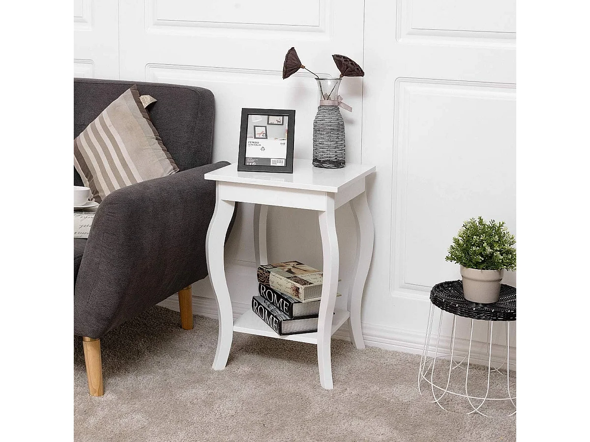 Table de Chevet Lot de 2, Bout de Canapé Carré avec Patins Antidérapants, Table d'Appoint pour Chambre, Salon, 40 x 40 x 60 cm (Blanc)