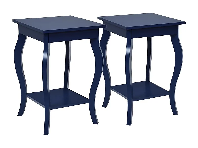 Table de Chevet, Bout de Canapé Carré avec Patins Antidérapants, Table d'Appoint pour Chambre, Salon, 40 x 40 x 60 cm (Bleu, Lot de 2)