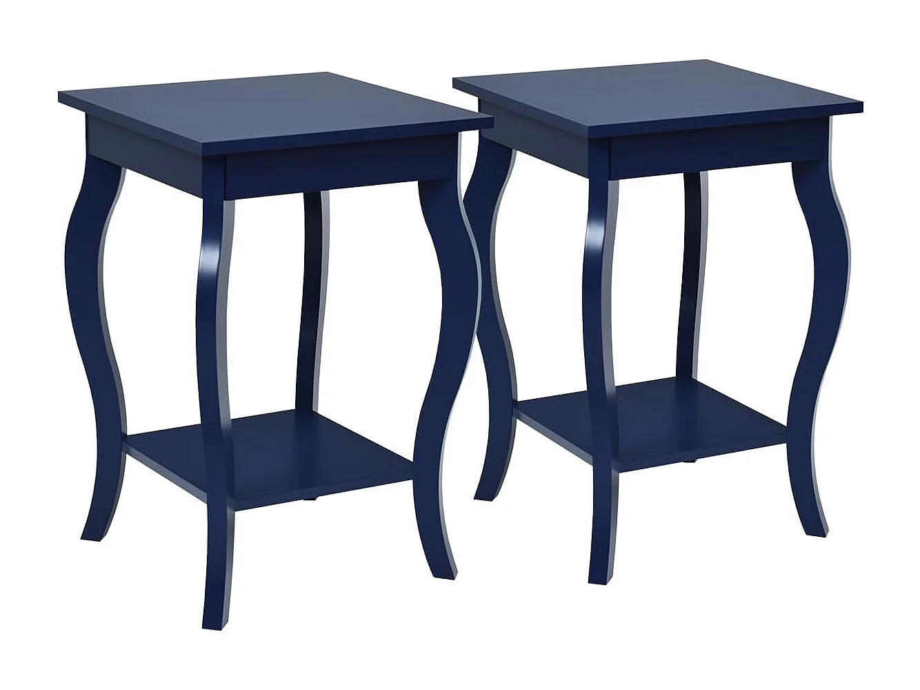 Table de Chevet, Bout de Canapé Carré avec Patins Antidérapants, Table d'Appoint pour Chambre, Salon, 40 x 40 x 60 cm (Bleu, Lot de 2)