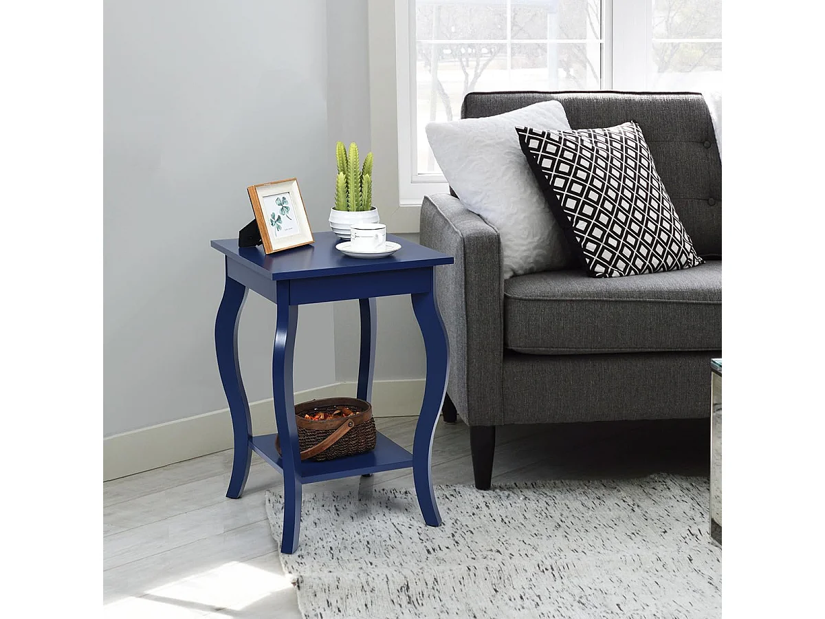 Table de Chevet, Bout de Canapé Carré avec Patins Antidérapants, Table d'Appoint pour Chambre, Salon, 40 x 40 x 60 cm (Bleu, Lot de 2)