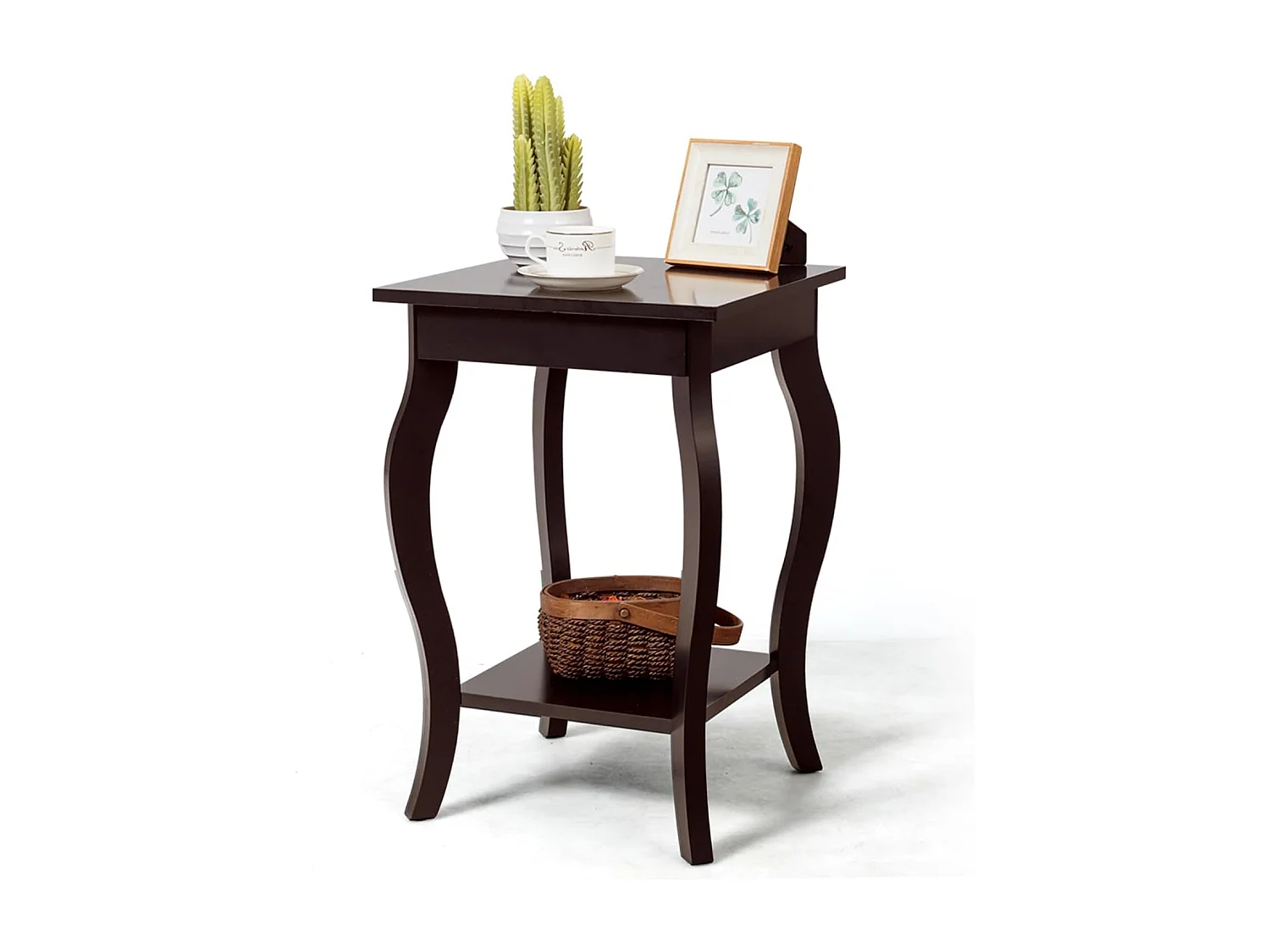 Table d'Appoint, Table de Chevet 2 Niveaux, Bout de Canapé Carré avec Patins Antidérapants pour Chambre, Salon, 40 x 40 x 60 cm, Café