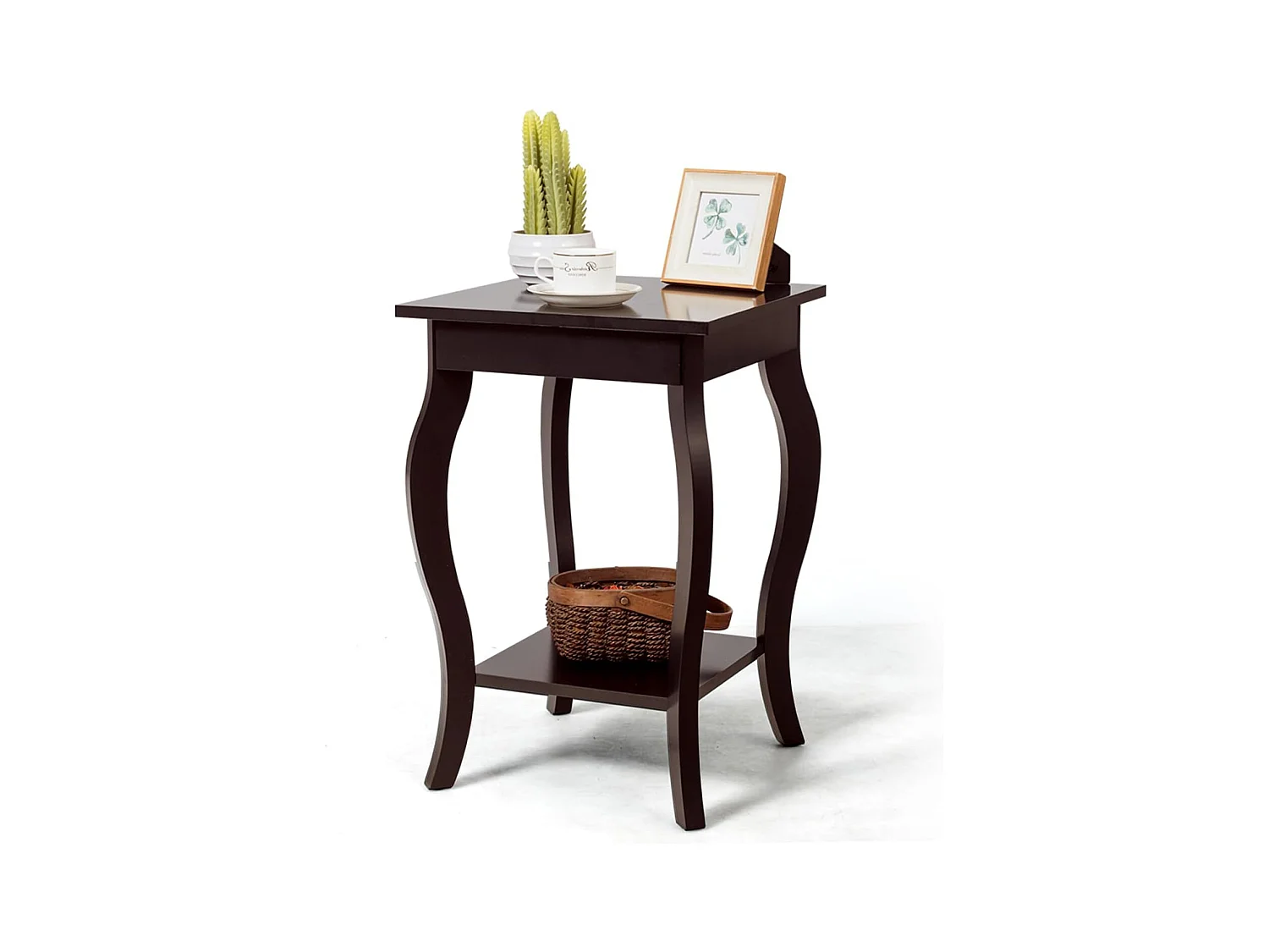 Table d'Appoint, Table de Chevet 2 Niveaux, Bout de Canapé Carré avec Patins Antidérapants pour Chambre, Salon, 40 x 40 x 60 cm, Café