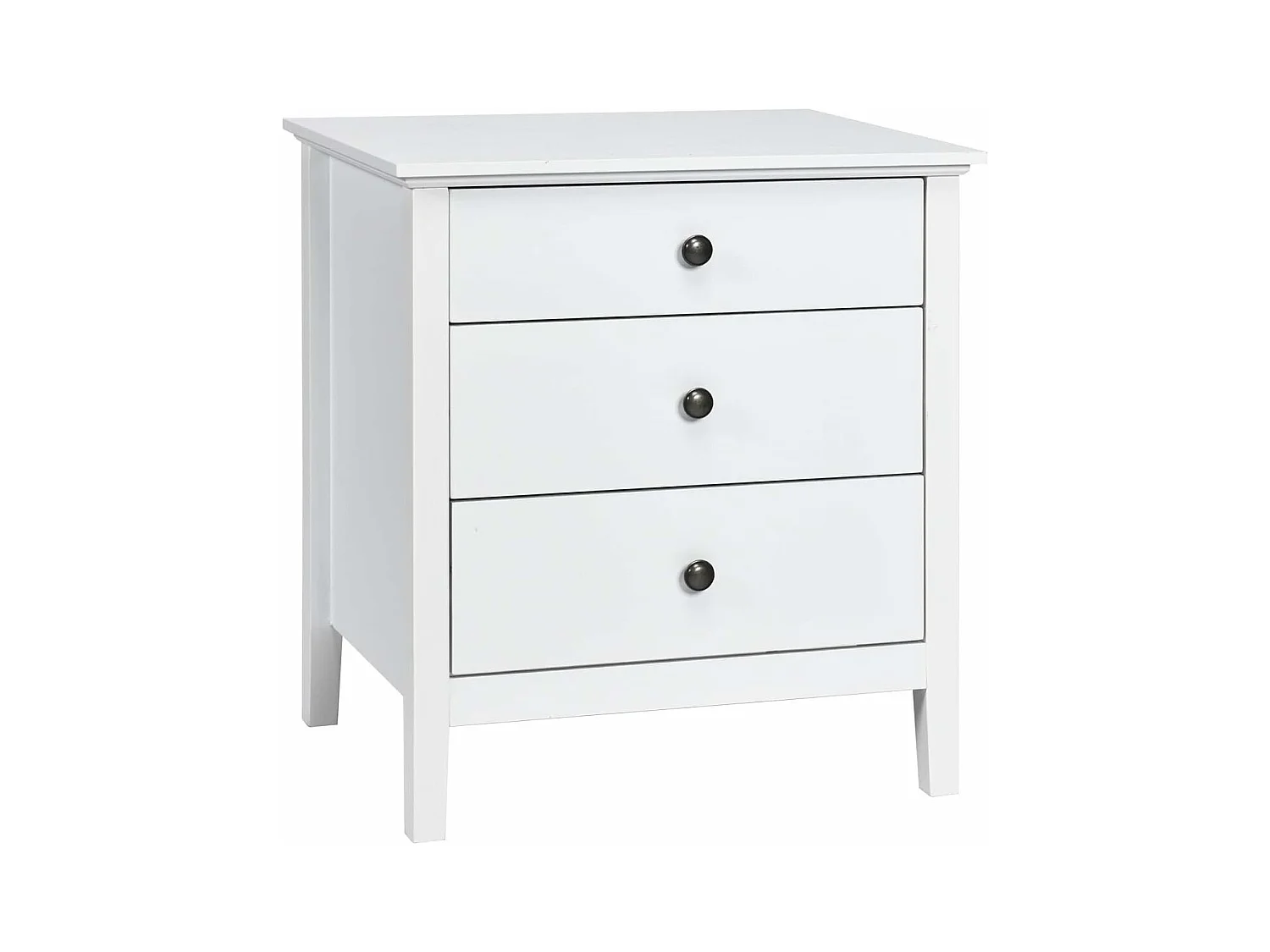 Table de Chevet à 3 Tiroirs, 60 cm x 45 cm x 66 cm, Table de Nuit avec Grand Espace Blanc
