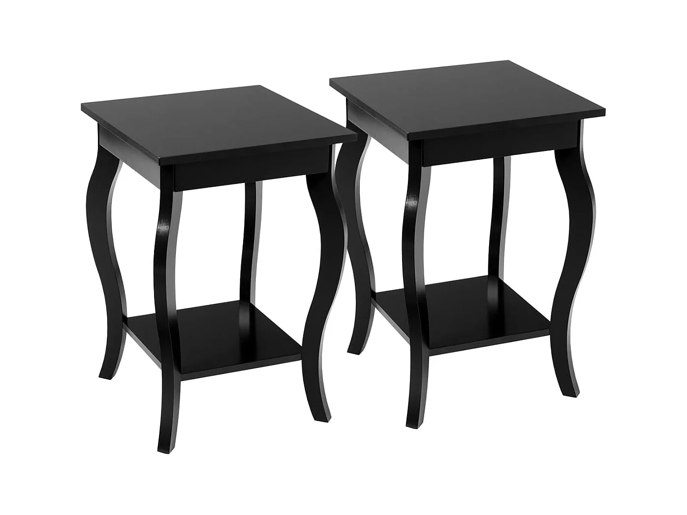 Table de Chevet, Bout de Canapé Carré avec Patins Antidérapants, Table d'Appoint pour Chambre, Salon, 40 x 40 x 60 cm (Noir, Lot de 2)