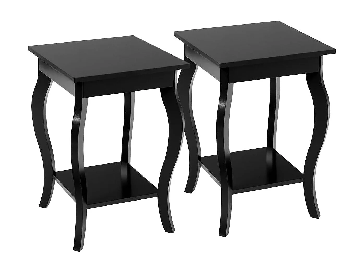 Table de Chevet, Bout de Canapé Carré avec Patins Antidérapants, Table d'Appoint pour Chambre, Salon, 40 x 40 x 60 cm (Noir, Lot de 2)