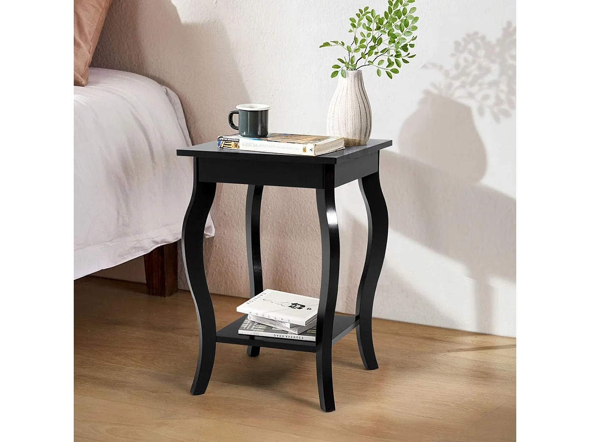 Table de Chevet, Bout de Canapé Carré avec Patins Antidérapants, Table d'Appoint pour Chambre, Salon, 40 x 40 x 60 cm (Noir, Lot de 2)