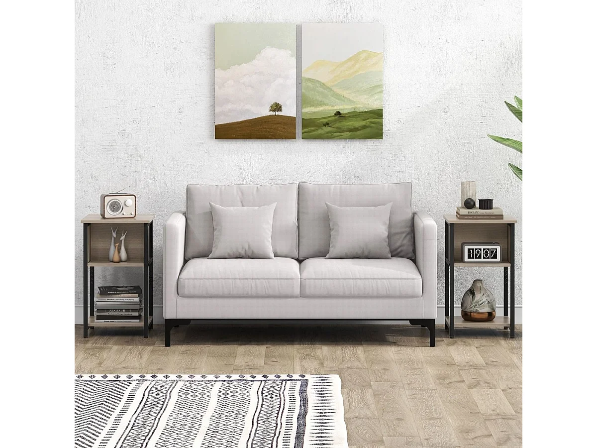 1 Table de Chevet, Table d'Appoint Compacte 3 Niveaux, 2 Compartiments, Table de Nuit Étroite pour Petits Espaces, Chambre à Coucher, Salon, 34 x 30 x 58,5 cm (1)