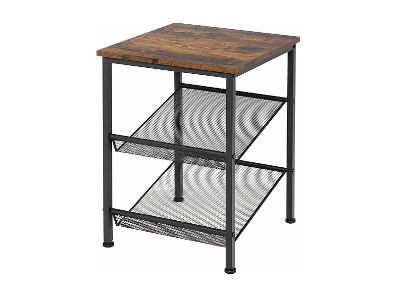 Table de Chevet Table de Nuit de Style Industriel,Amarture Métallique à 3 Niveaux 2 Etagères Réglables,Table d'Appoint pour Chambre et Salon