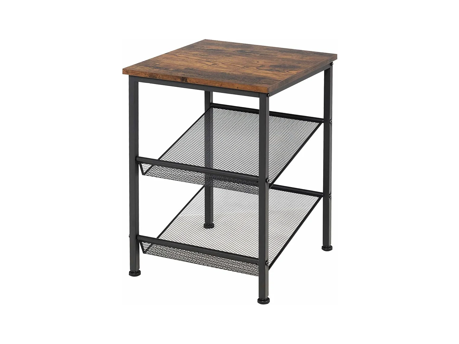 Table de Chevet Table de Nuit de Style Industriel,Amarture Métallique à 3 Niveaux 2 Etagères Réglables,Table d'Appoint pour Chambre et Salon