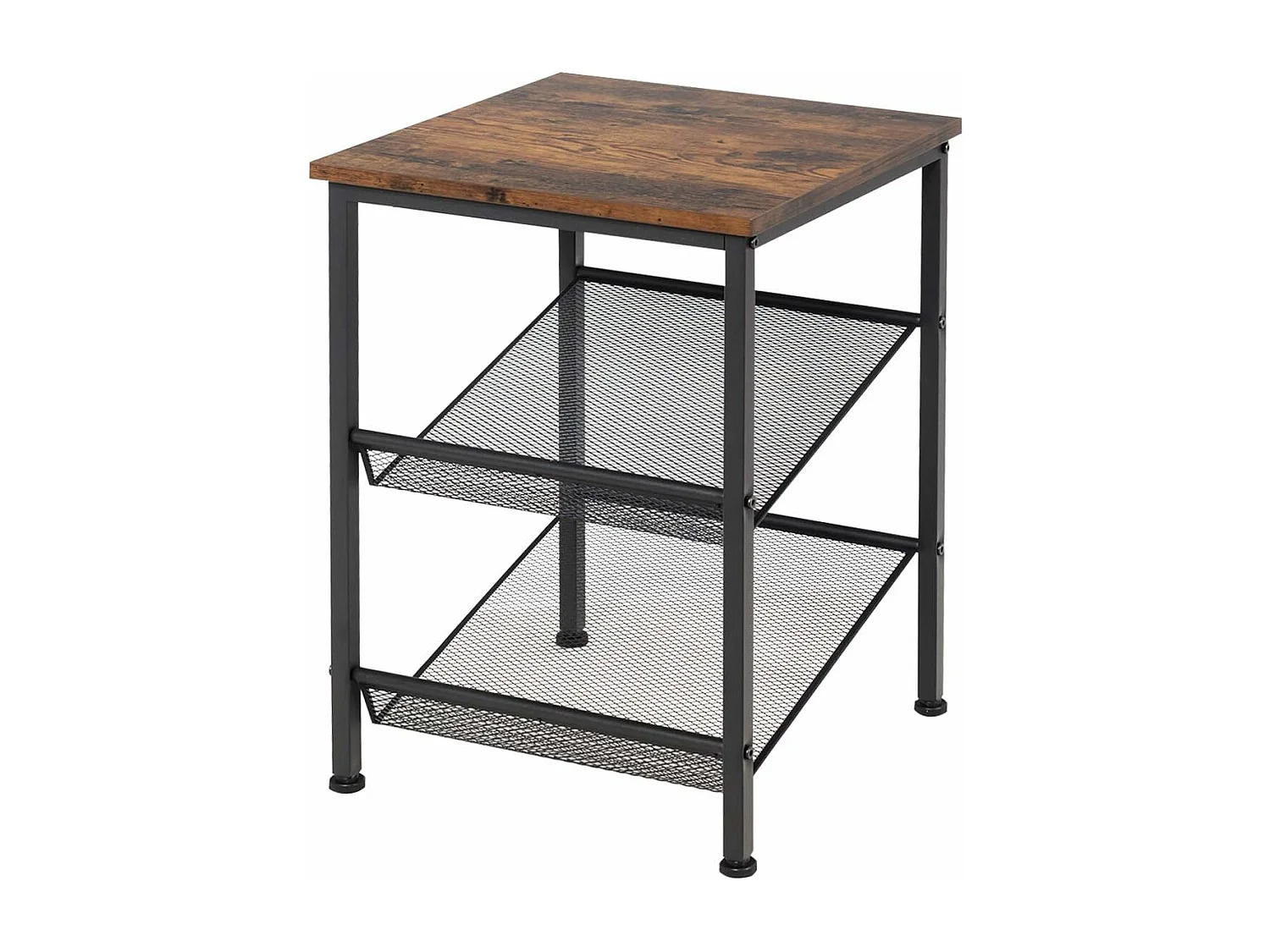 Table de Chevet Table de Nuit de Style Industriel,Amarture Métallique à 3 Niveaux 2 Etagères Réglables,Table d'Appoint pour Chambre et Salon