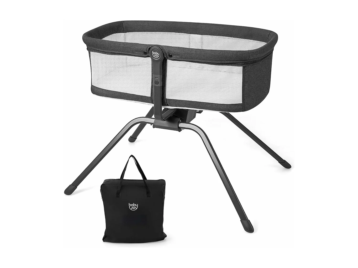 Berceau Bébé Pliable avec Matelas,Sac de Transport Mode Berçant et Stationnaire Inclinaison Réglable 9Kg Housse en Tissu