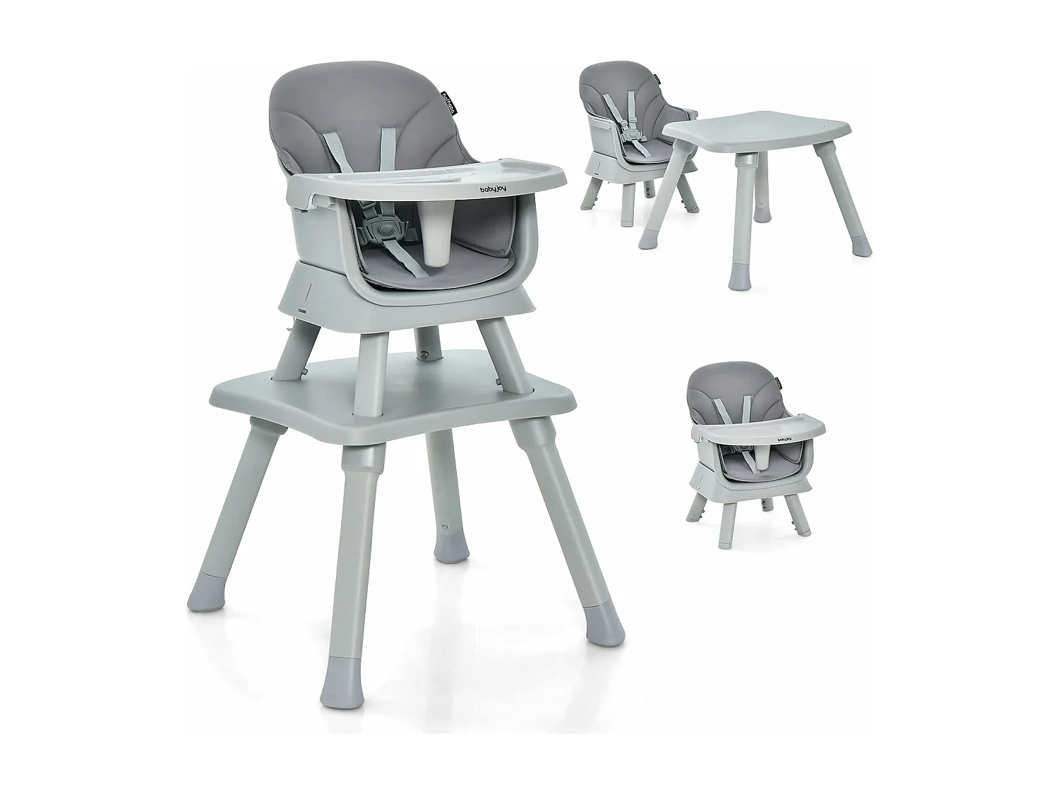 Chaise Haute Bébé Evolutive 6 en 1 avec Plateau Blocs de Construction Amovible Harnais à 5 Points,Charge 25kg,6-36 Mois Gris