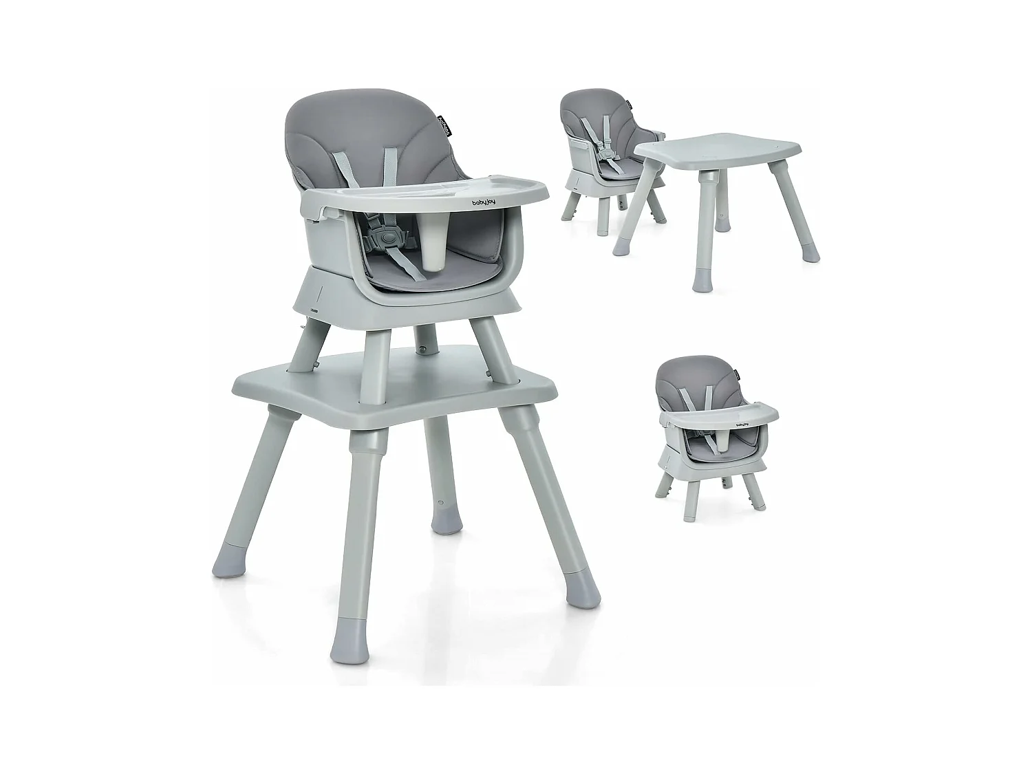 Chaise Haute Bébé Evolutive 6 en 1 avec Plateau Blocs de Construction Amovible Harnais à 5 Points,Charge 25kg,6-36 Mois Gris