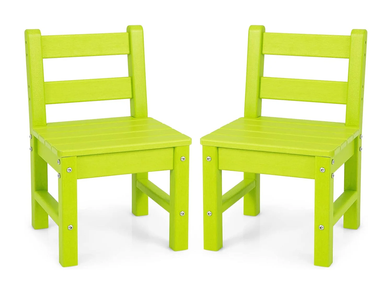Lot de 2 Chaises pour Enfants en Plastique PE - 34 x 33 x 57 cm (L x l x H) Vert