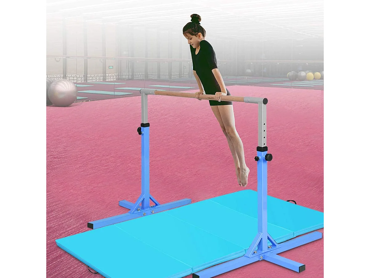 Barre de Gymnastique Hauteur en Acier Réglable de 91 à 150CM Capacité de poids 100KG pour Ecole, Maison, Jardin Diamètre 4CM Rose