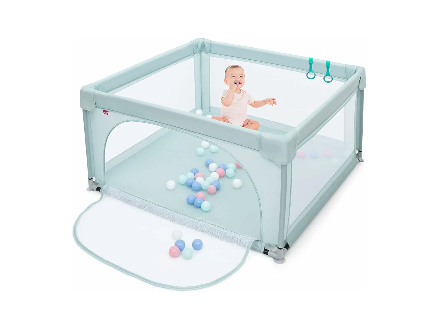 Parc Bébé Portable aevc 50 Boules Colorées Barrière de Sécurité de Enfants, Pieds Antidérapantes Bleu