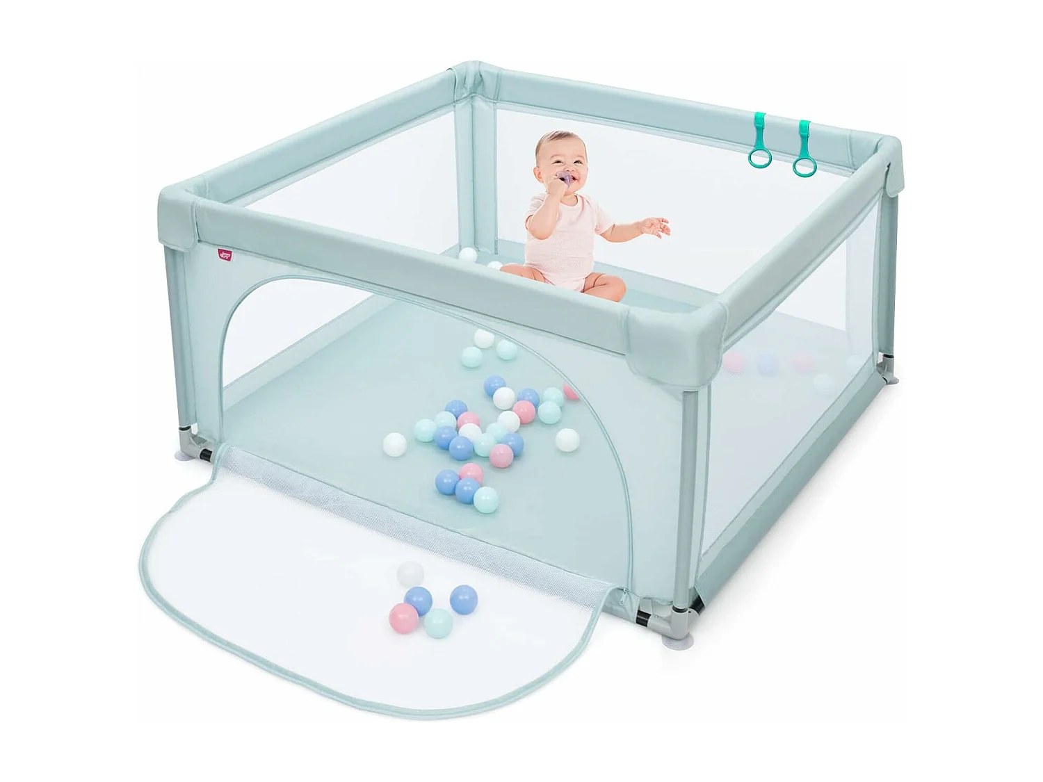 Parc Bébé Portable aevc 50 Boules Colorées Barrière de Sécurité de Enfants, Pieds Antidérapantes Bleu