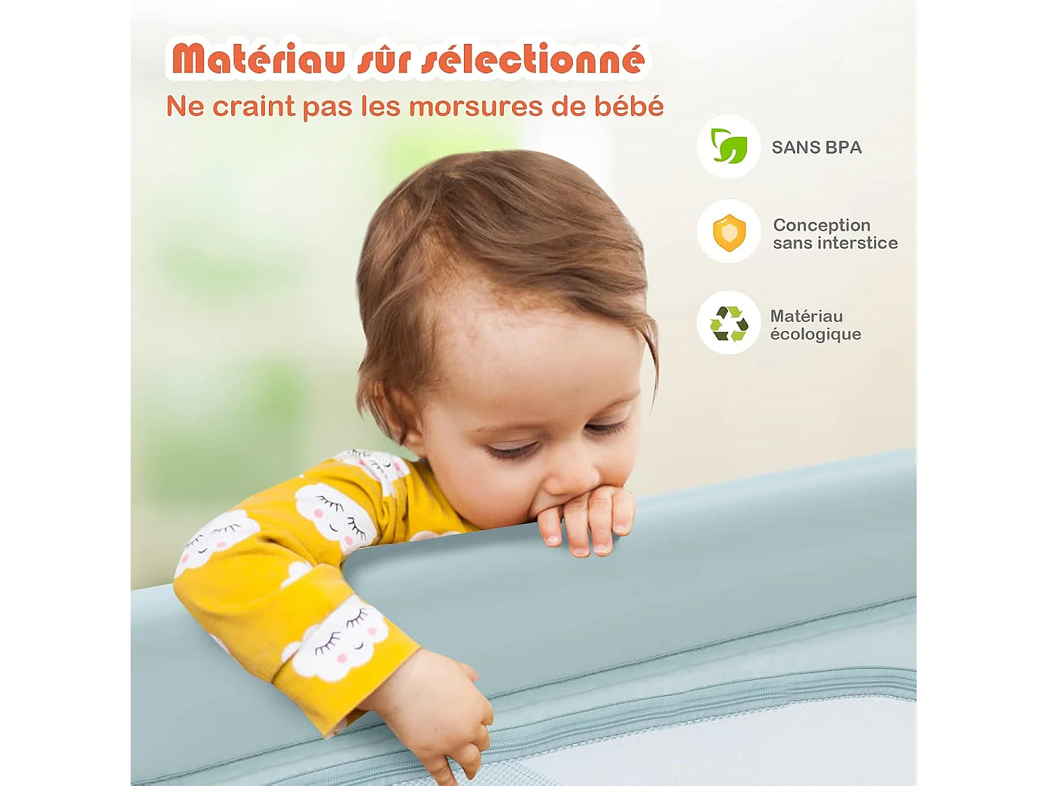 Parc Bébé Portable aevc 50 Boules Colorées Barrière de Sécurité de Enfants, Pieds Antidérapantes Bleu