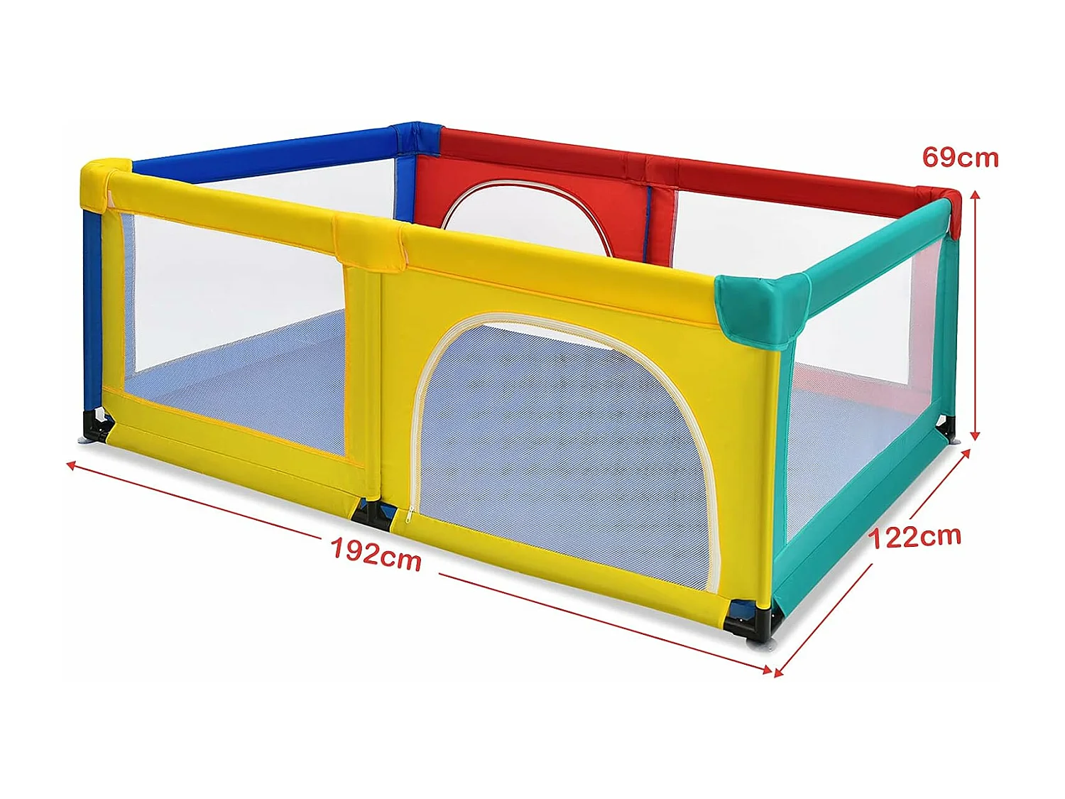 Parc Bébé Portable aevc 50 Boules Colorées 122 x 192 x 69 CM Barrière de Sécurité de Enfants, Pieds Antidérapantes
