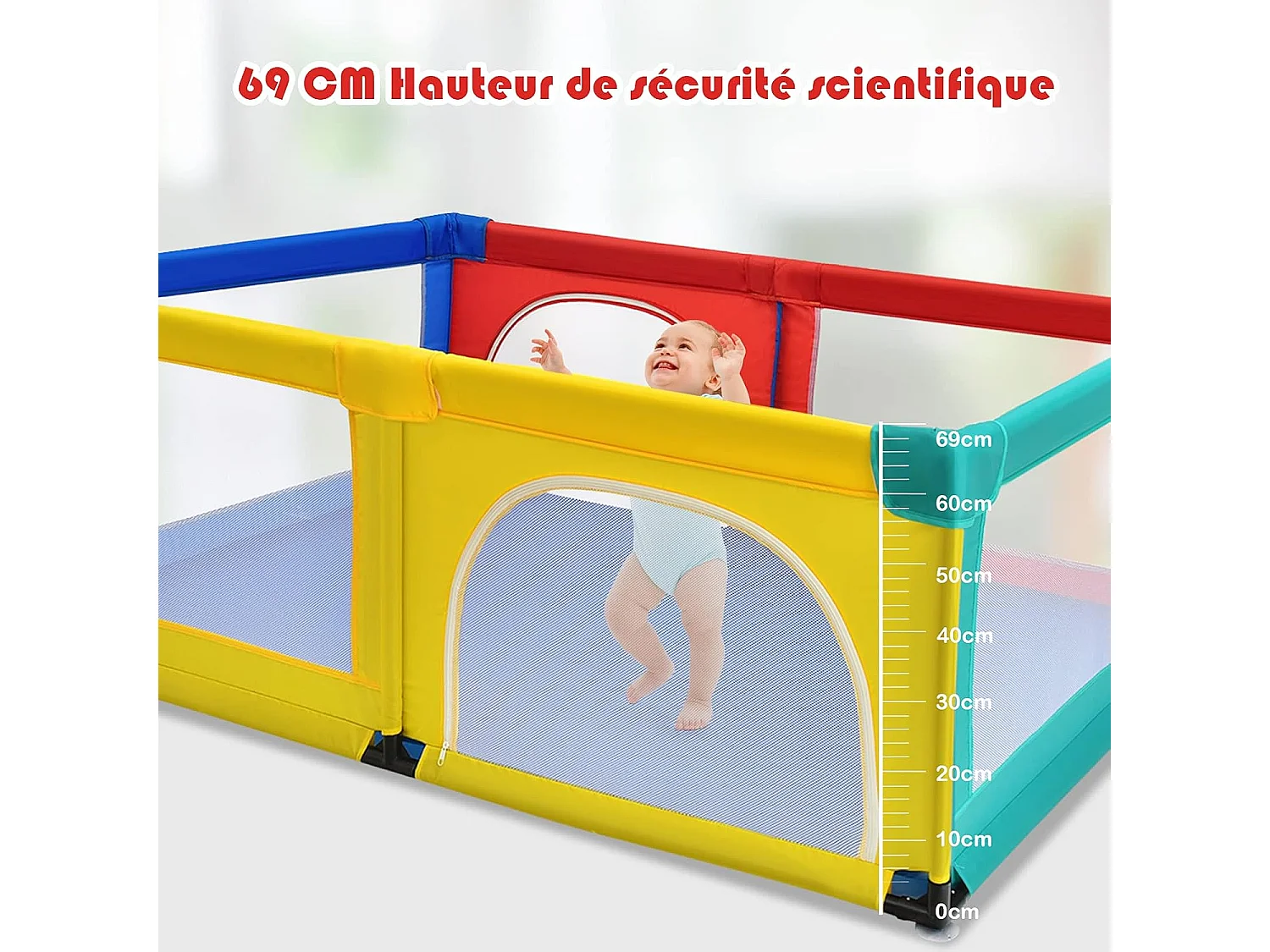 Parc Bébé Portable aevc 50 Boules Colorées 122 x 192 x 69 CM Barrière de Sécurité de Enfants, Pieds Antidérapantes