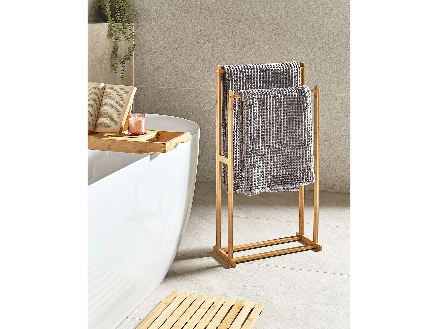 Suporte para toalha HOBOKEN Madeira de bambu Castanho claro