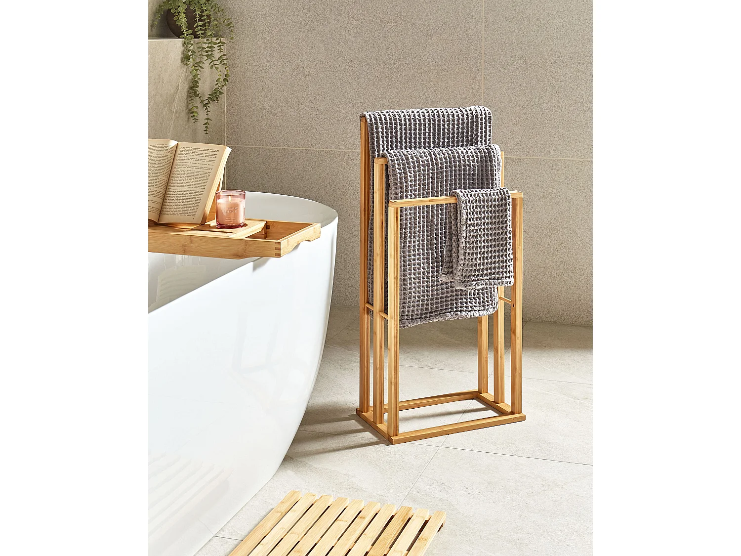Towel Stand TUPELO Bamboo Light Brown