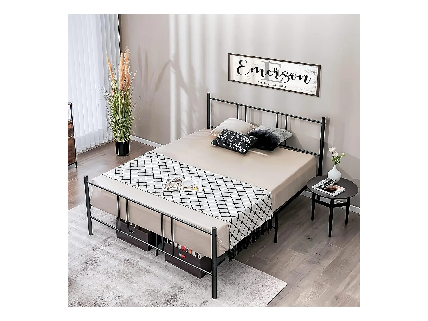 Tweepersoonsbed voor volwassenen - Metalen bedframe - 160 x 200 CM - 9 steunpoten - Geen boxspring nodig - Geruisloos