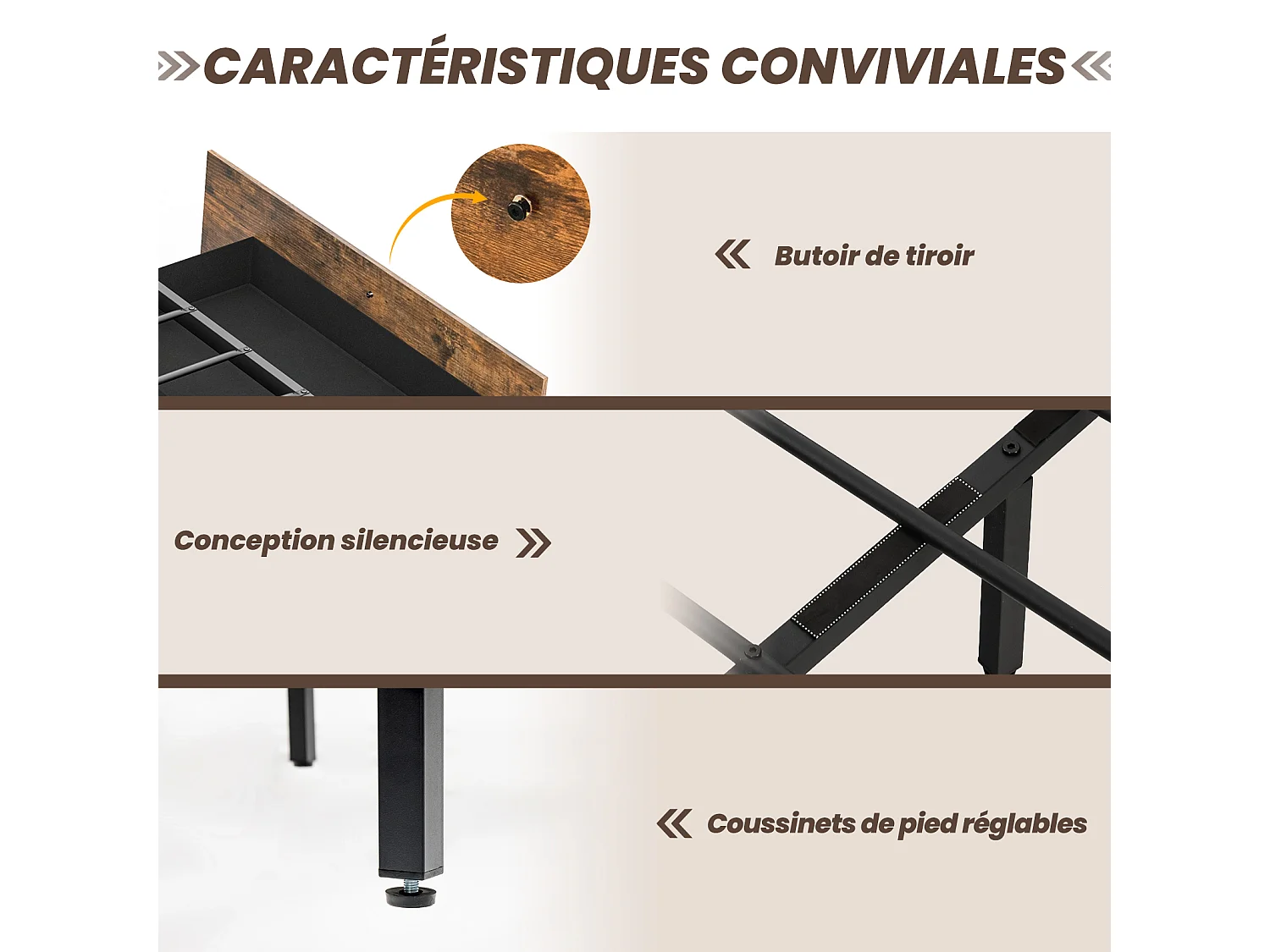Cadre de Lit 140x200CM pour Adulte avec Éclairage LED et 2 Ports & Prise de Courantet, Sommier à Latte en Métal avec 4 Tiroirs à roulettes, Mode Musique