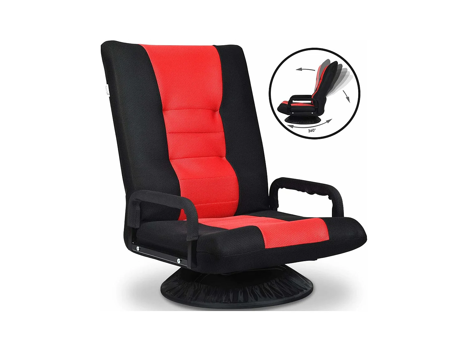 Chaise de Jeu Pivotante 360 Degrés, Chaise Pliante Ajustable en 6 Positions, Dossier Rembourré Confortable (Rouge)