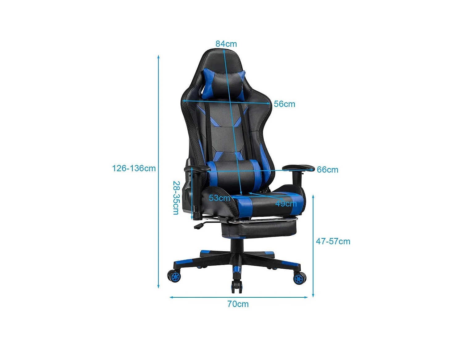 Chaise Gaming RVB , Fauteuil Gamer Éclairage LED 358 Effets en PU avec Dossier, Hauteur et Repose Pieds Réglable Bleu