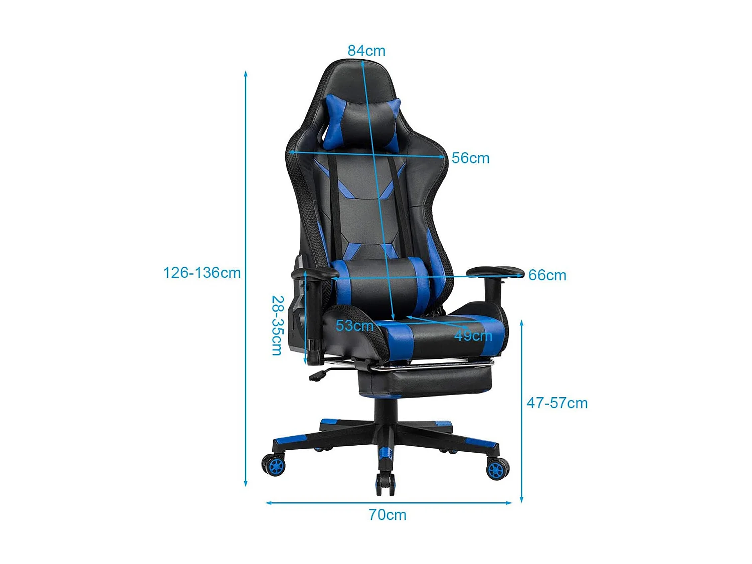 Chaise Gaming RVB , Fauteuil Gamer Éclairage LED 358 Effets en PU avec Dossier, Hauteur et Repose Pieds Réglable Bleu