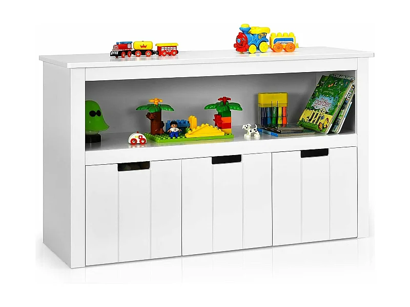 Meuble de Rangement, Armoire de Rangement avec 3 Tiroirs, Compartiments Ouvert et Poignées Incurvées, 101 x 33 x 62CM Blanc