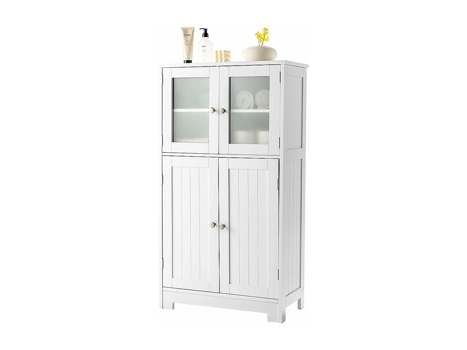 Meuble de Rangement 58 x 30 x 109 CM avec Etagère Réglable Armoire Polyvalent pour Salon,Chambre,Bureau,Cuisine Blanc