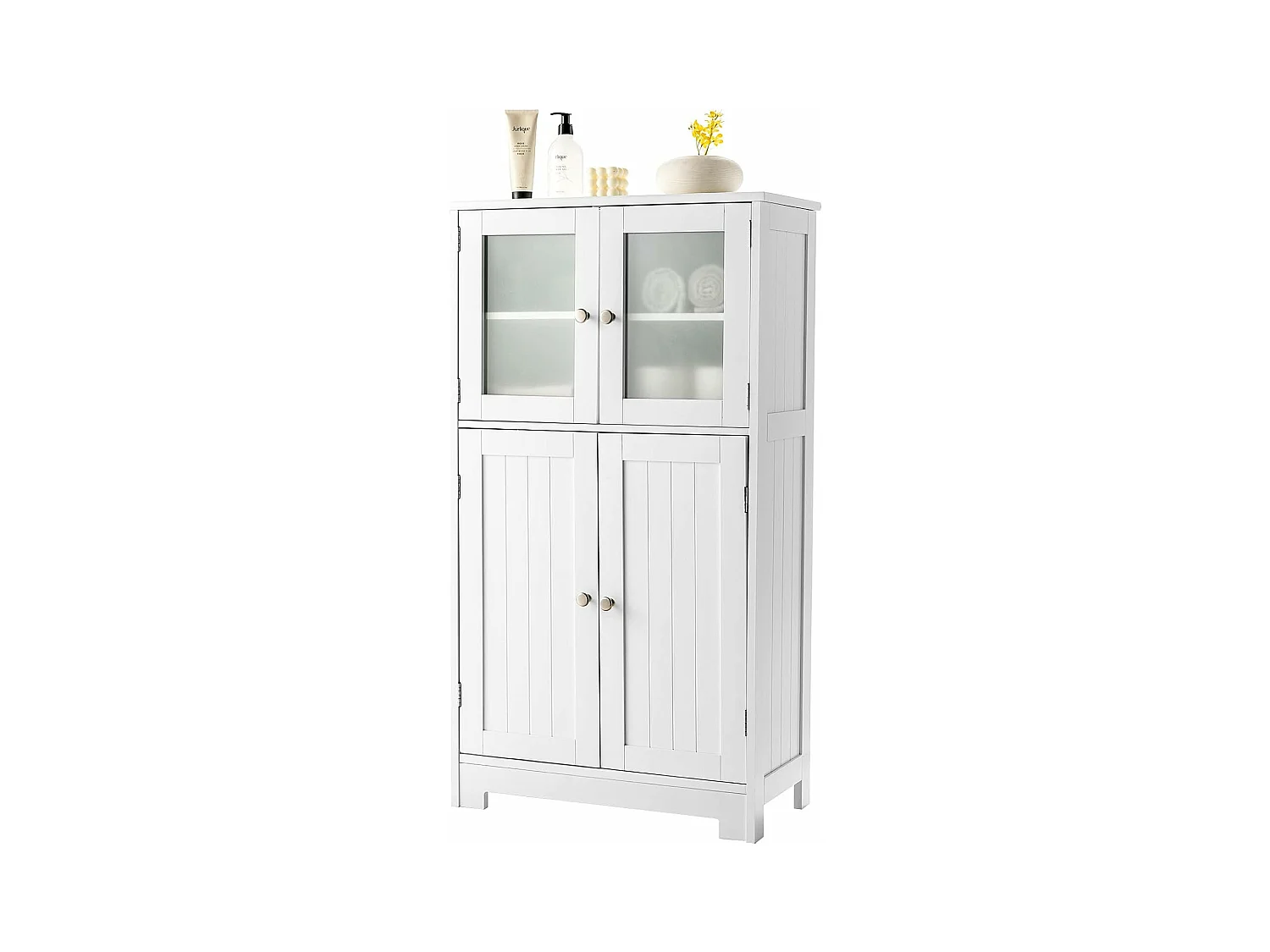 Meuble de Rangement 58 x 30 x 109 CM avec Etagère Réglable Armoire Polyvalent pour Salon,Chambre,Bureau,Cuisine Blanc