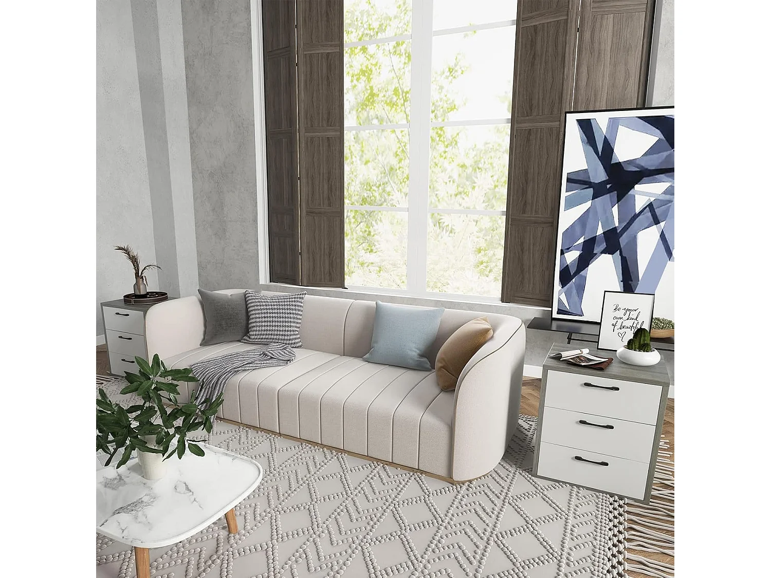 Commode à 3 Tiroirs Coulissants, Caisson de Bureau pour A4/Lettre/Dossiers/Documents, Meuble de Rangement pour Chambre, Salon, 55 x 45 x 66 cm