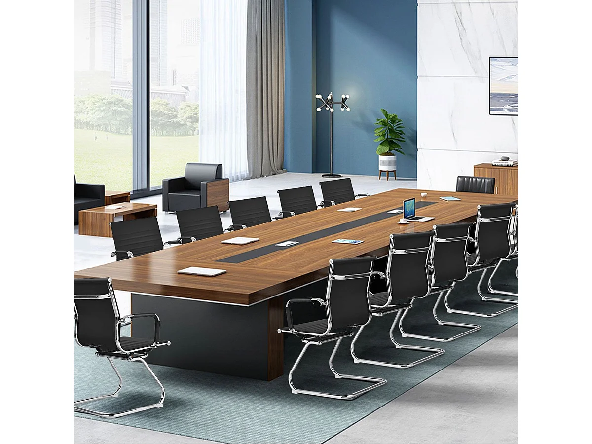 Lot de 2 Chaises de Bureau, Chaises de Conférence, Modernes et Robustes, en Cuir PU avec Base en Z, Chaises de Réception pour Maison, Bureau, Noir