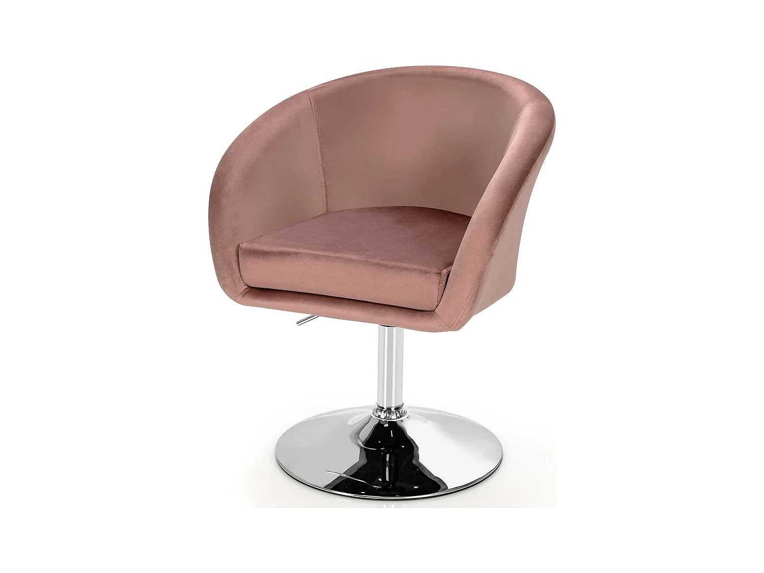 Chaise Pivotante en Velours, Fauteuil de Bureau réglable en Hauteur, Base Galvanisée Charge 125kg Rose